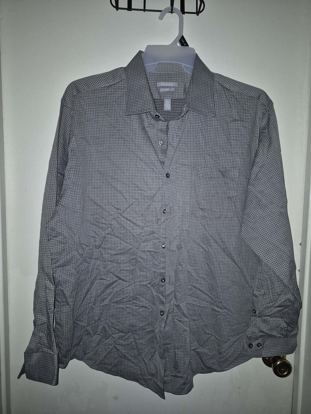 Van Heusen Black and Gray Micro-Check Dress Shirt